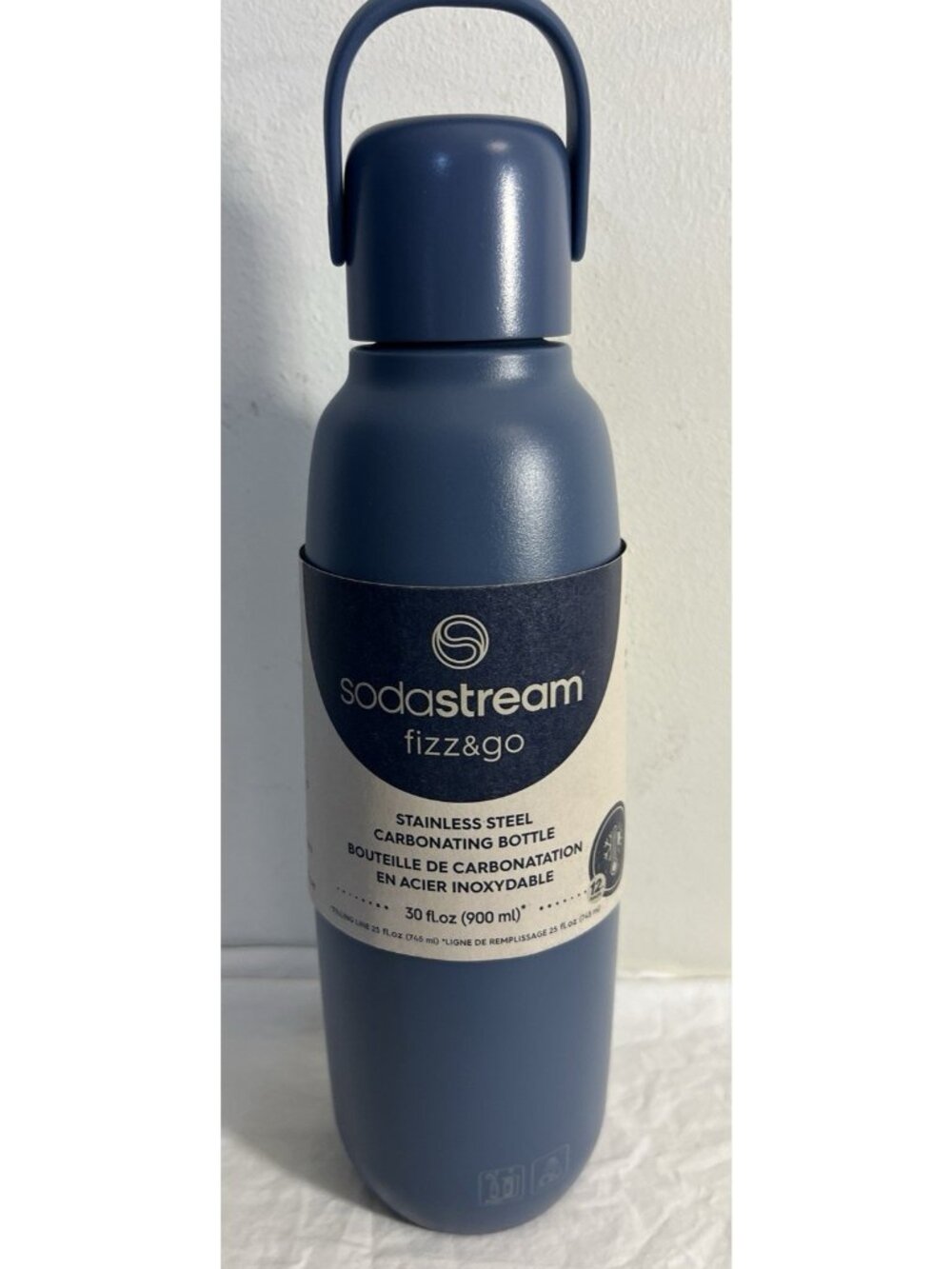 NEW SodaStream Fizz & Go Stainless Steel Carbonating Blue Bottle 30 FL Oz
